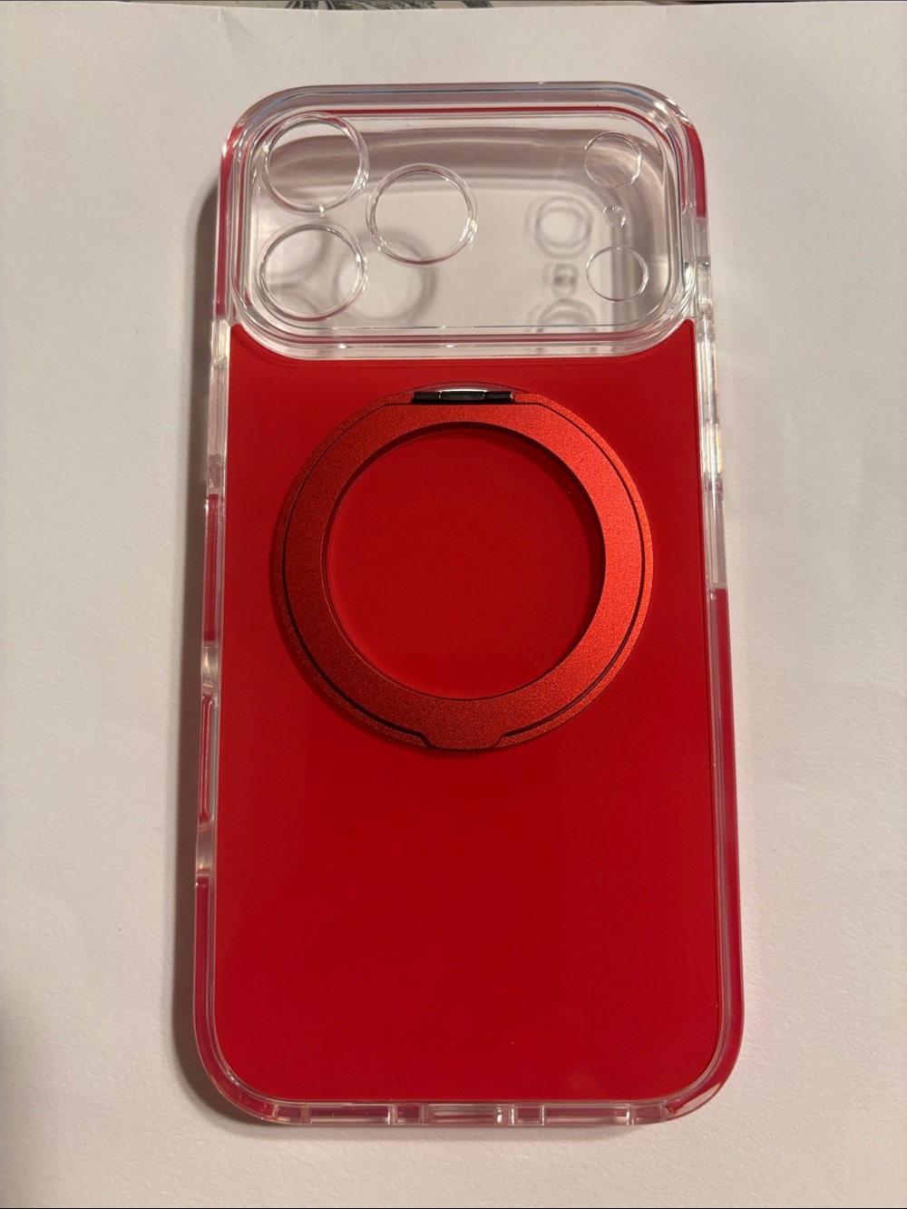 Red Phone Case with Ring Stand for 17 & 18 pro max 6.9 “